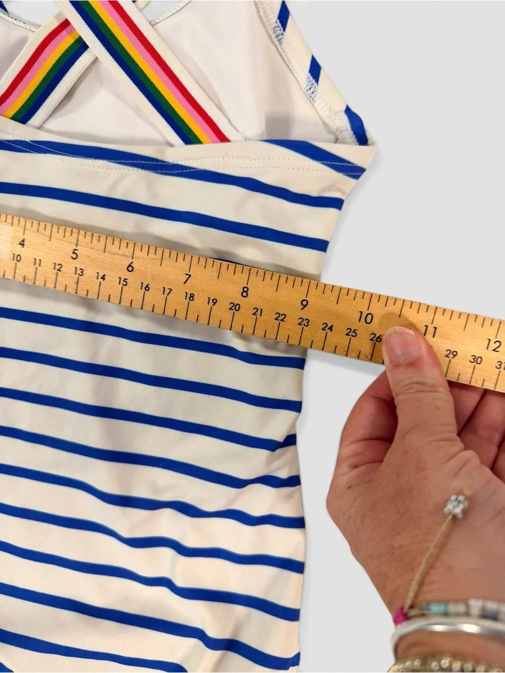 Hanna Andersson Girls 4 Rainbow Stripe One Piece Swimsuit Crossback